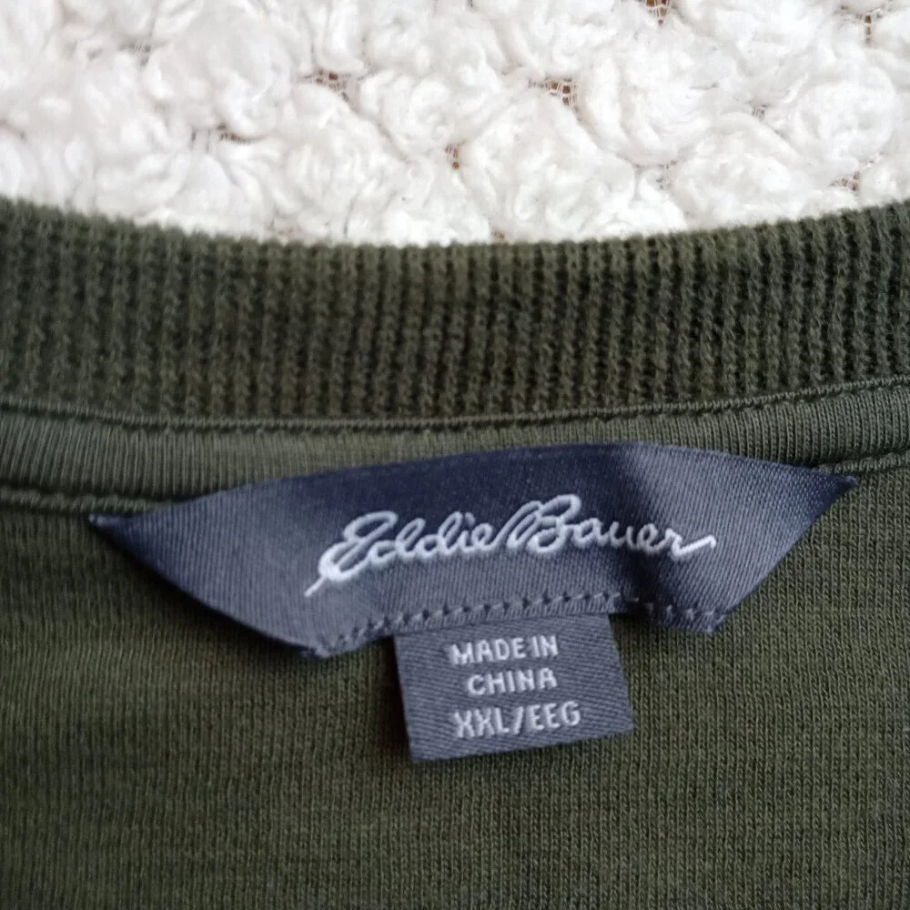 Eddie Bauer Men’s Sweater — Olive / Moss Green Crewneck, Size 2XL - Picture 4 of 7